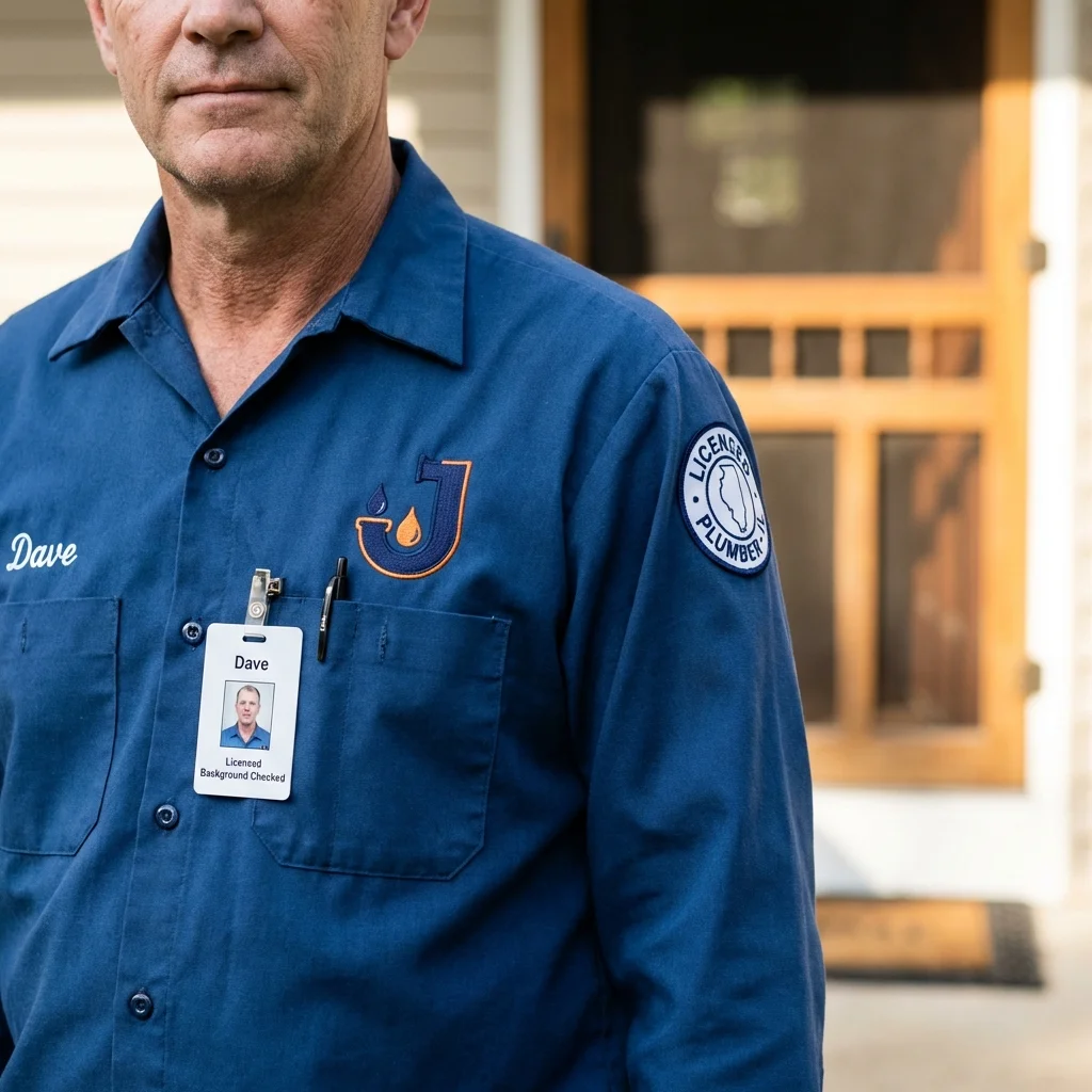 Licensed plumber showing ID badge in McKeesport, PA